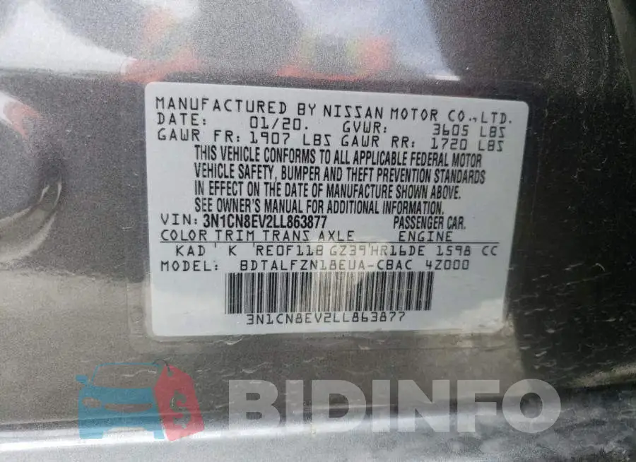 3N1CN8EV2LL863877 Photo# 12