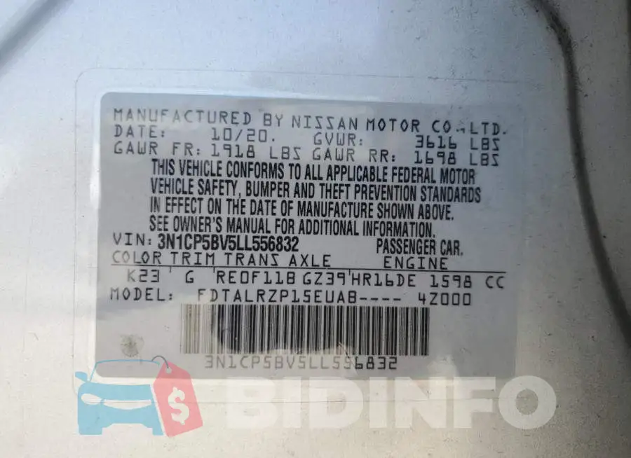 3N1CP5BV5LL556832 Photo# 13