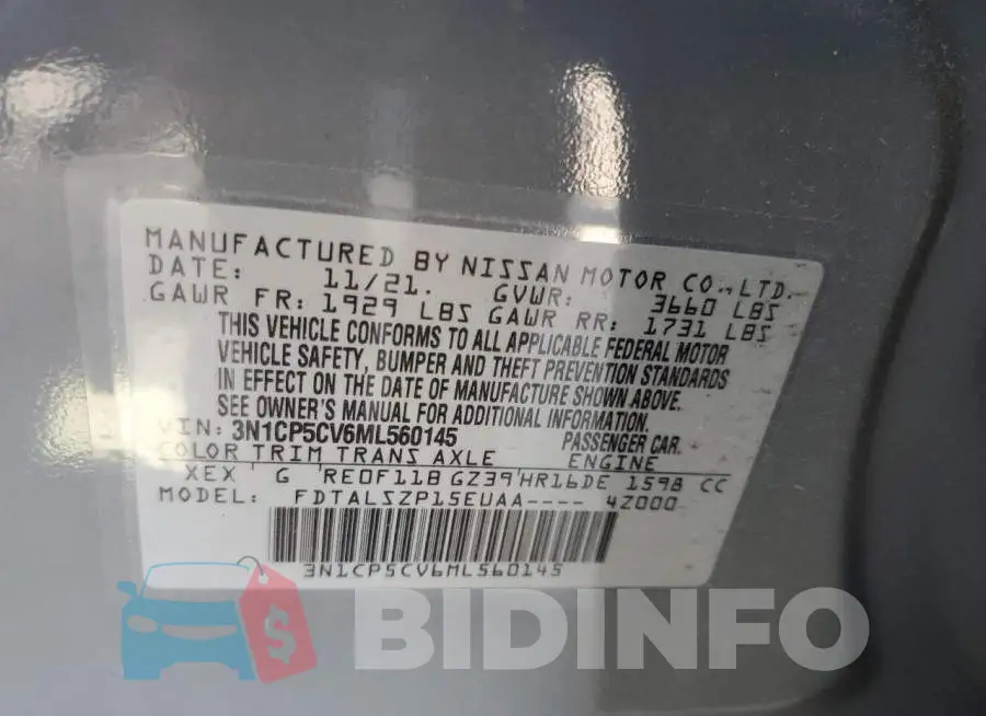 3N1CP5CV6ML560145 Photo# 12