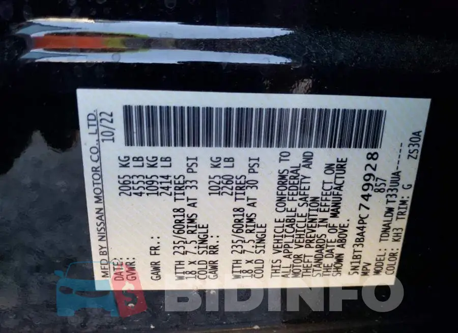 5N1BT3BA4PC749928 Photo# 12