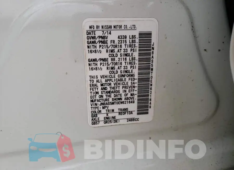 JN8AS5MT0EW621649 Photo# 13
