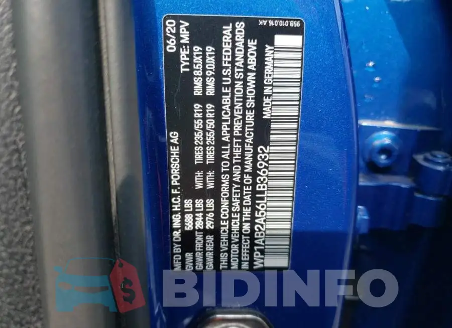 WP1AB2A56LLB36932 Photo# 14