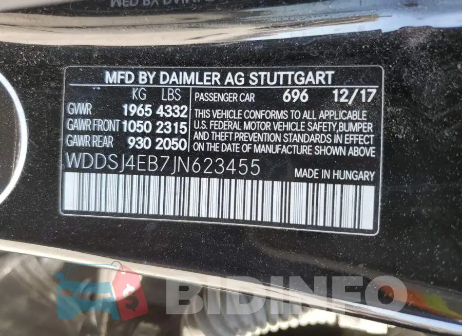 WDDSJ4EB7JN623455 Photo# 13