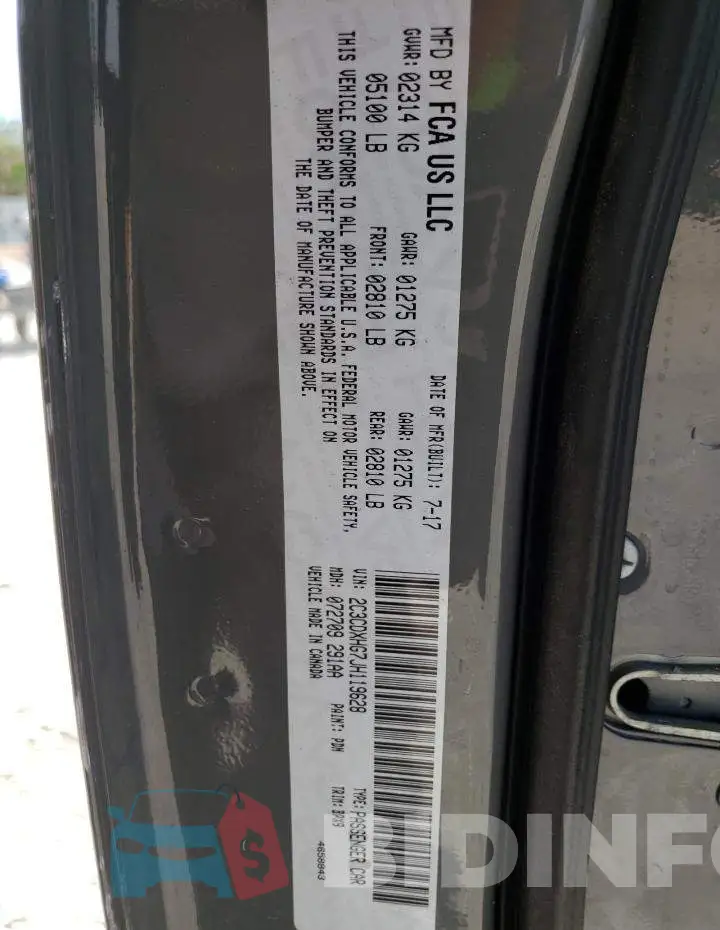 2C3CDXHG7JH119628 Photo# 13