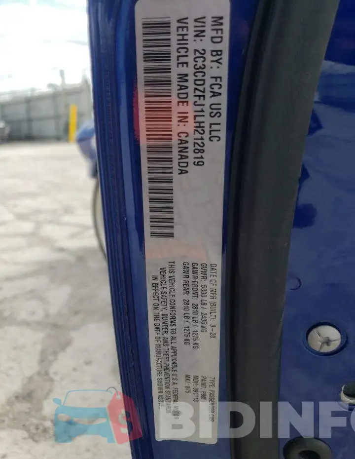 2C3CDZFJ1LH212819 Photo# 13