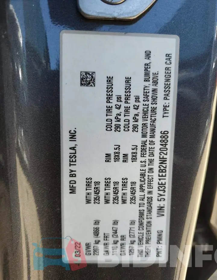 5YJ3E1EB2NF204886 Photo# 13