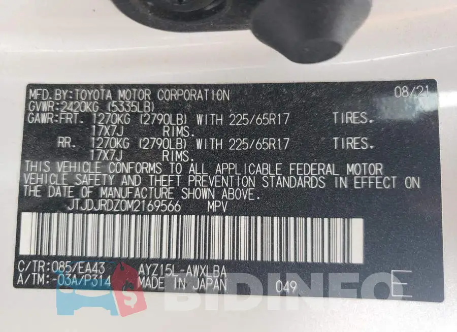 JTJDJRDZ0M2169566 Photo# 13