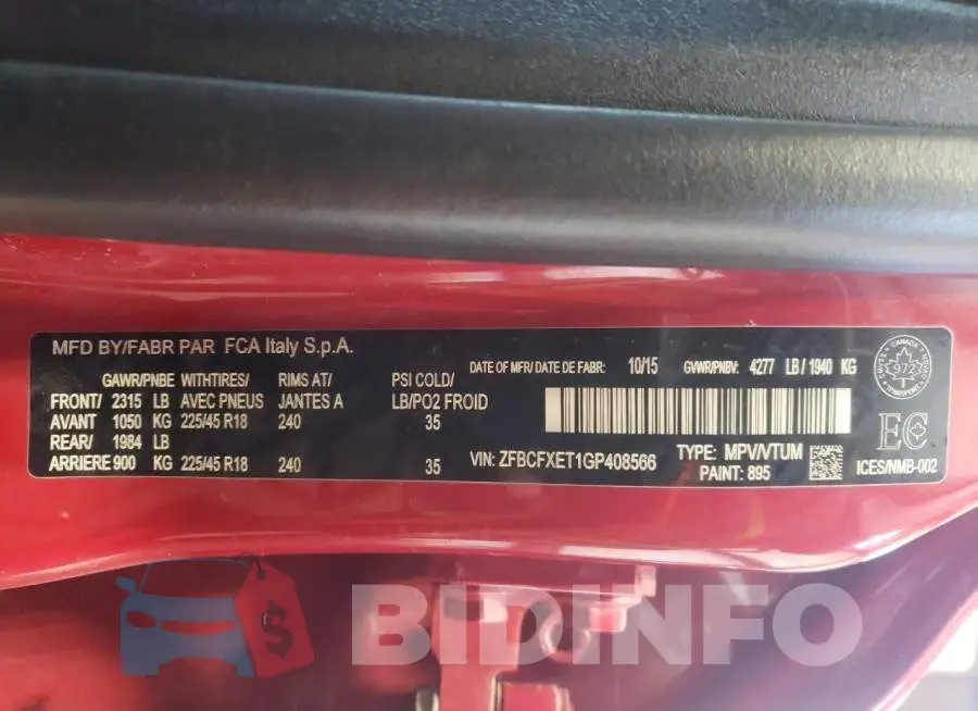 ZFBCFXET1GP408566 Photo# 13