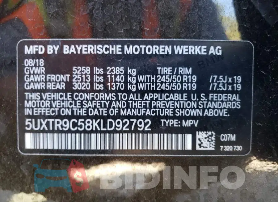5UXTR9C58KLD92792 Photo# 14