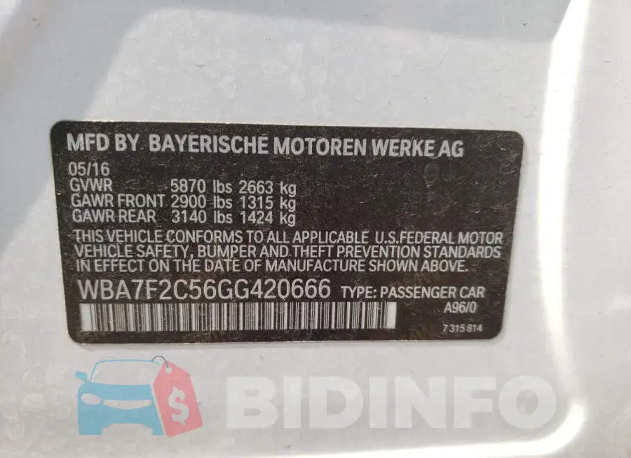WBA7F2C56GG420666 Photo# 12