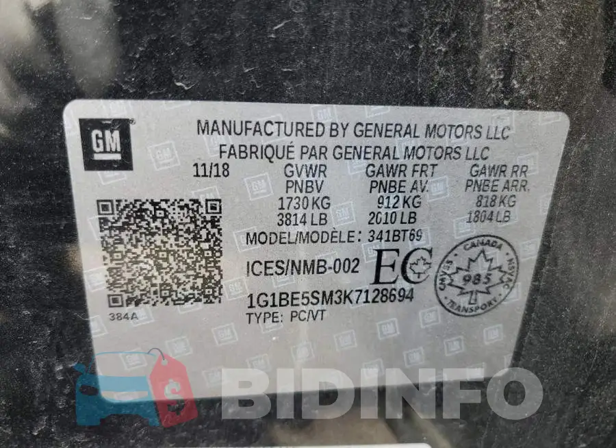 1G1BE5SM3K7128694 Photo# 12