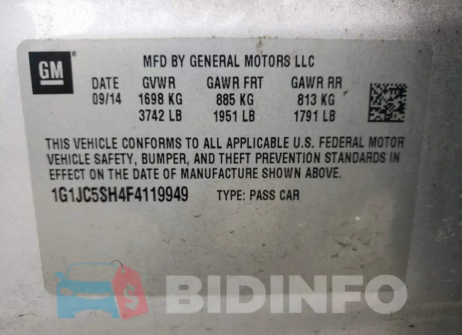 1G1JC5SH4F4119949 Photo# 12
