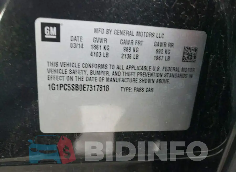 1G1PC5SB0E7317818 Photo# 12