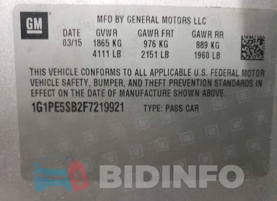 1G1PE5SB2F7219921 Photo# 13
