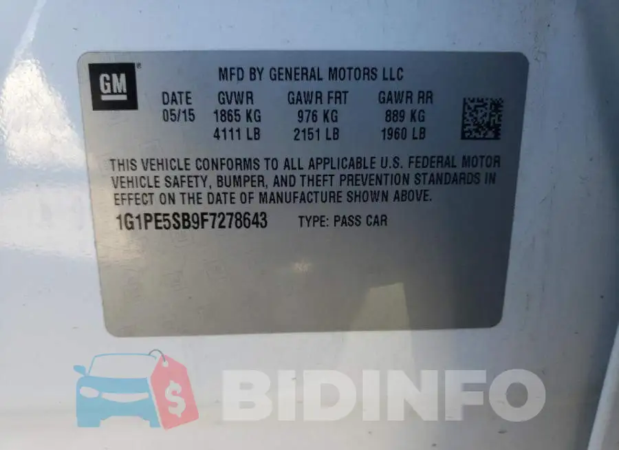 1G1PE5SB9F7278643 Photo# 13