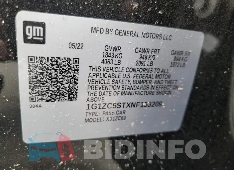 1G1ZC5STXNF153209 Photo# 12