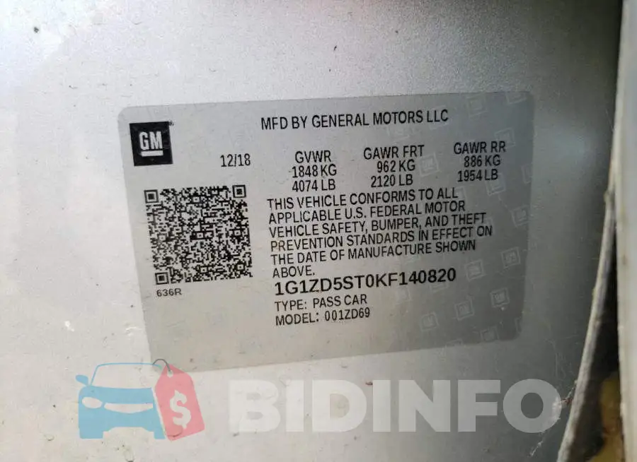 1G1ZD5ST0KF140820 Photo# 12