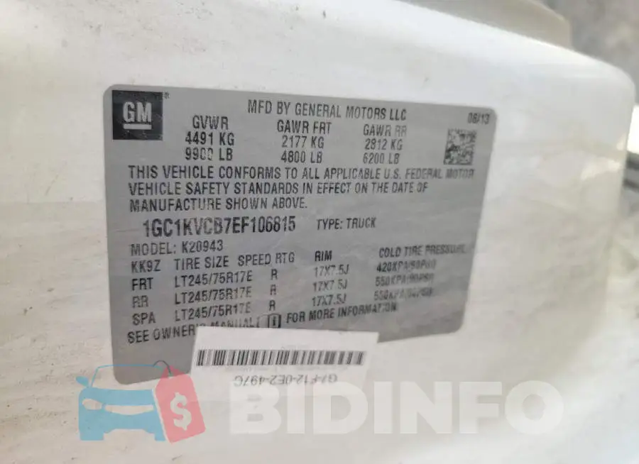 1GC1KVCB7EF106815 Photo# 12