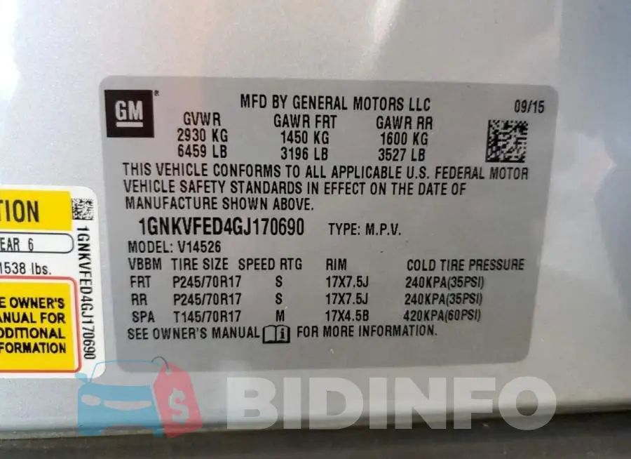 1GNKVFED4GJ170690 Photo# 13