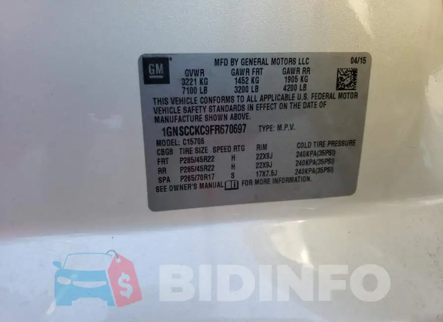 1GNSCCKC9FR670697 Photo# 13