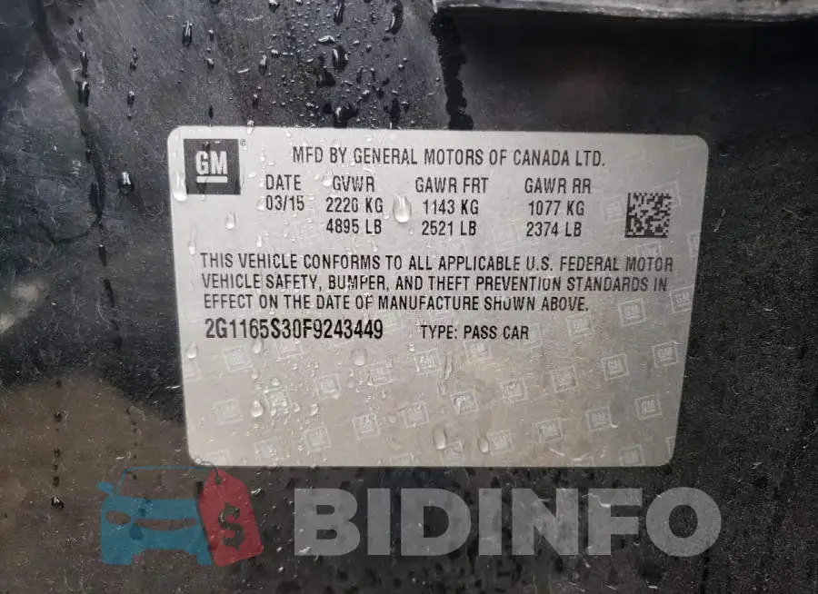 2G1165S30F9243449 Photo# 12