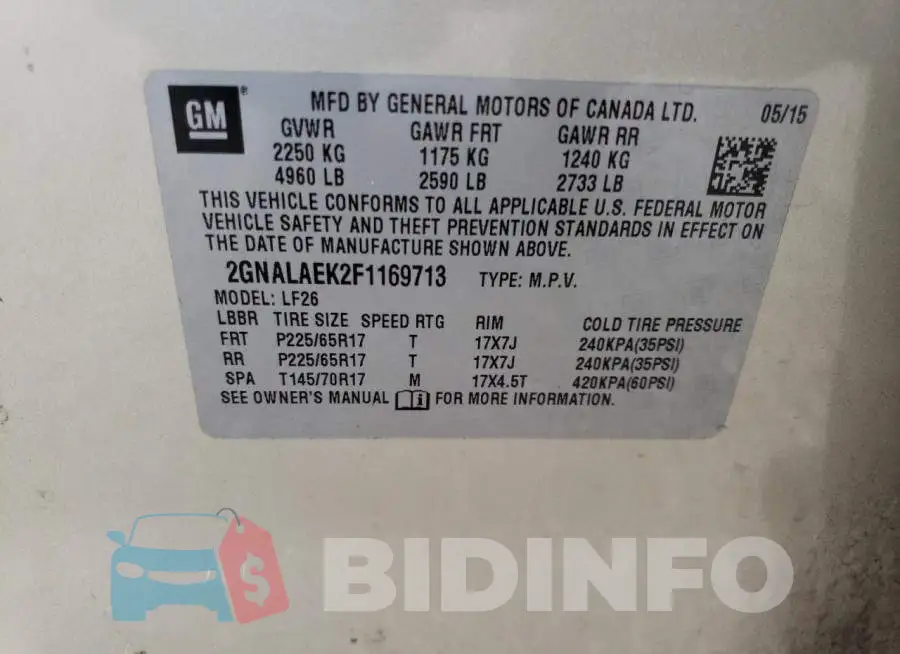 2GNALAEK2F1169713 Photo# 13