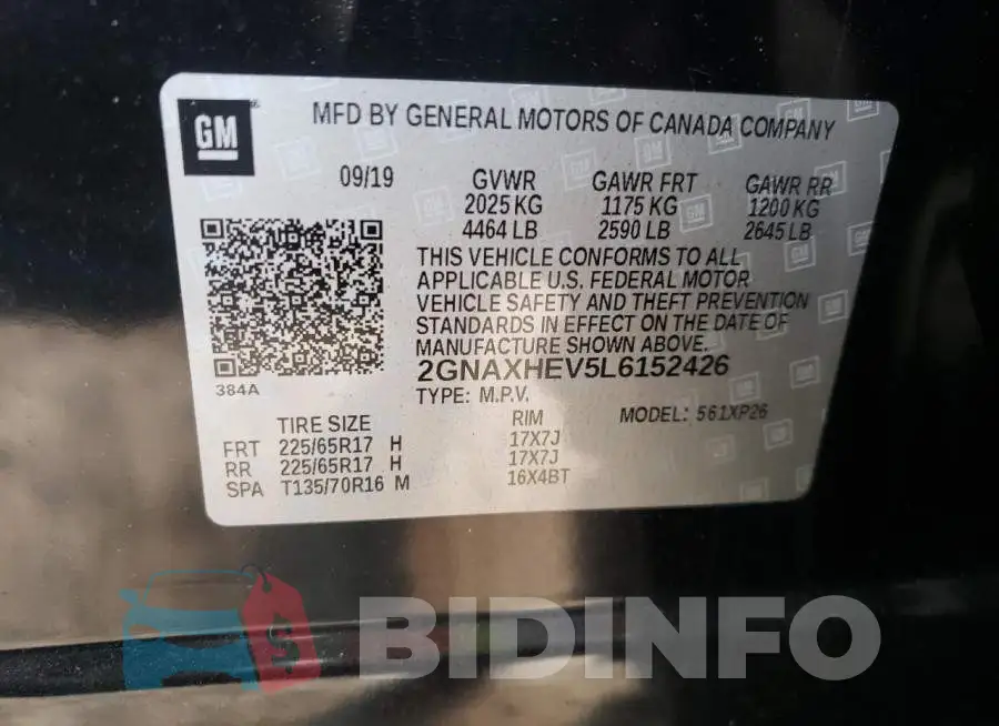 2GNAXHEV5L6152426 Photo# 13