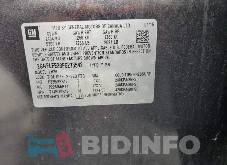 2GNFLFE38F6273542 Photo# 13