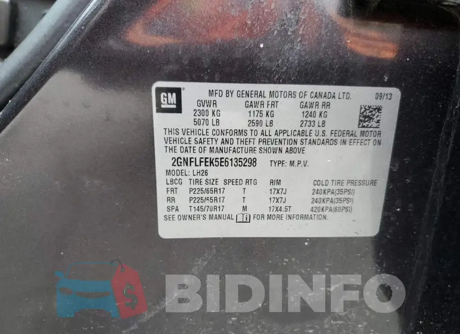 2GNFLFEK5E6135298 Photo# 13