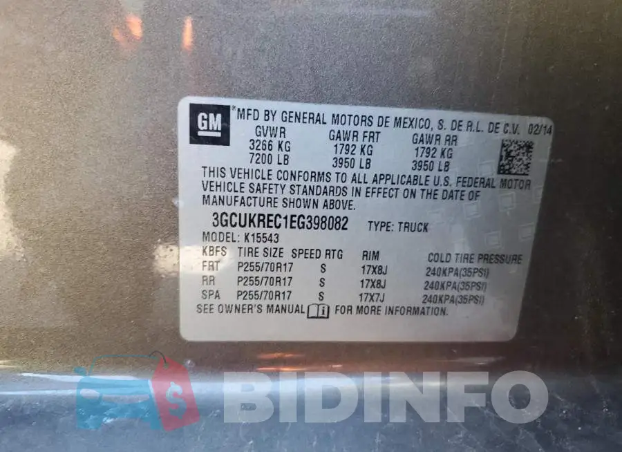 3GCUKREC1EG398082 Photo# 12