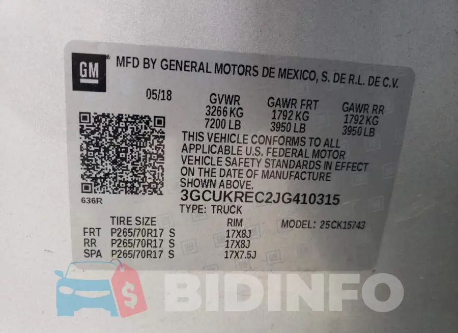 3GCUKREC2JG410315 Photo# 12