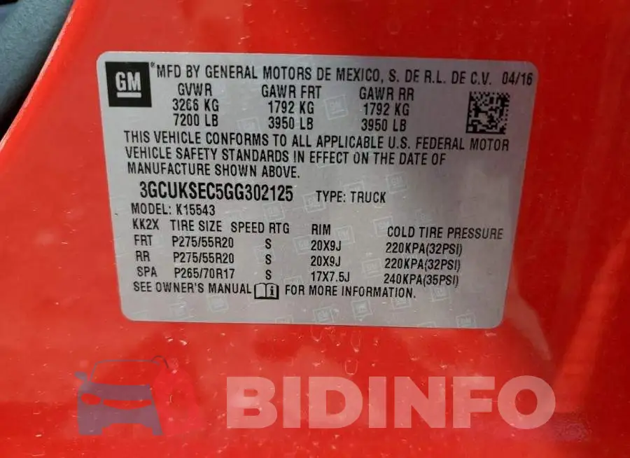 3GCUKSEC5GG302125 Photo# 12