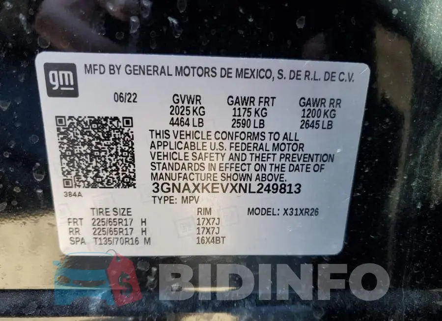 3GNAXKEVXNL249813 Photo# 13