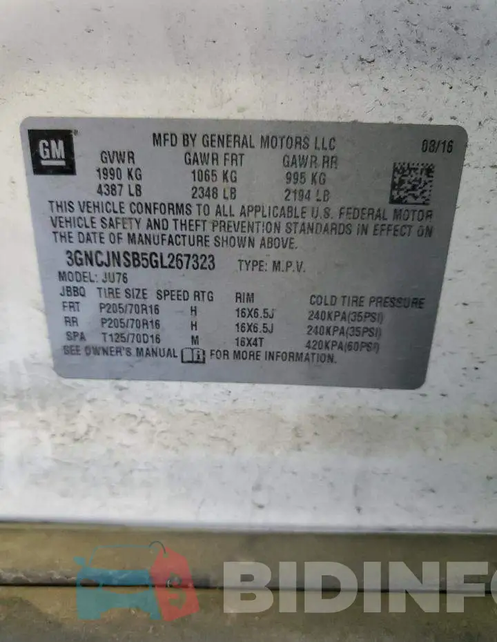 3GNCJNSB5GL267323 Photo# 13