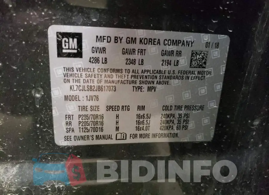 KL7CJLSB2JB617073 Photo# 12