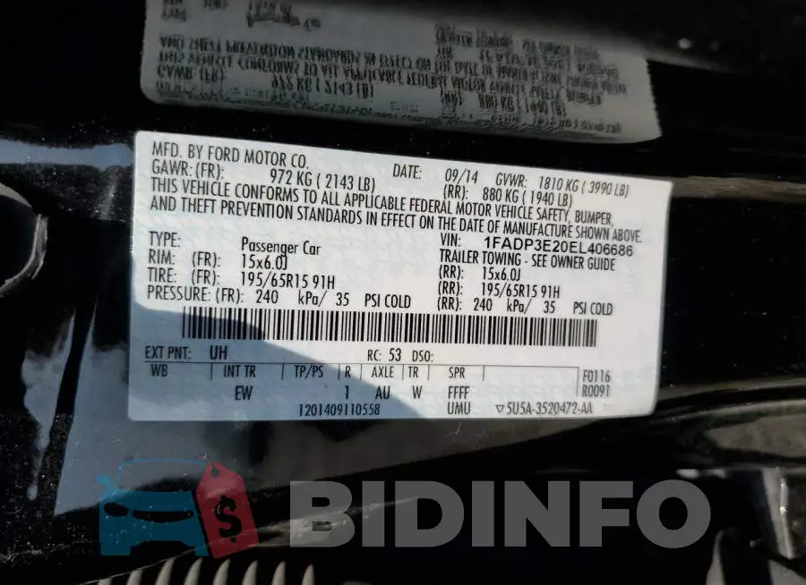 1FADP3E20EL406686 Photo# 13