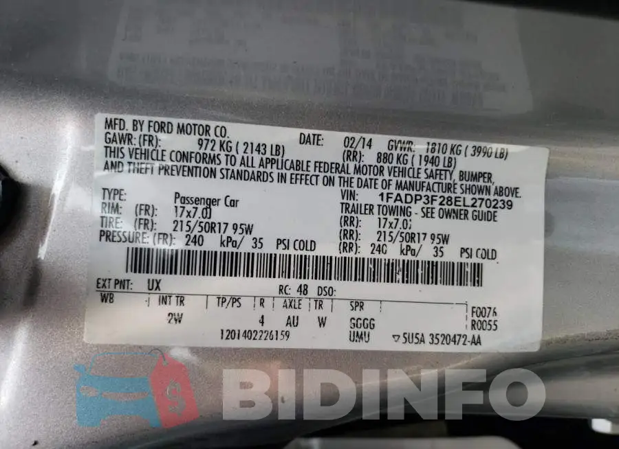 1FADP3F28EL270239 Photo# 12