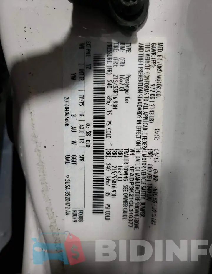1FADP3K21GL310377 Photo# 12