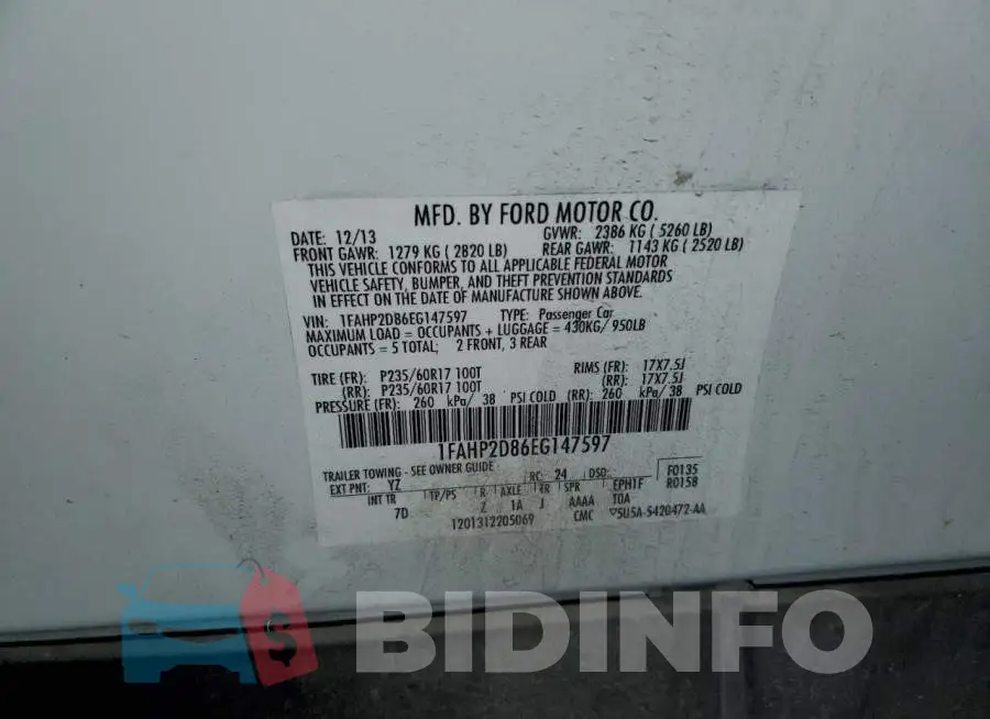 1FAHP2D86EG147597 Photo# 13
