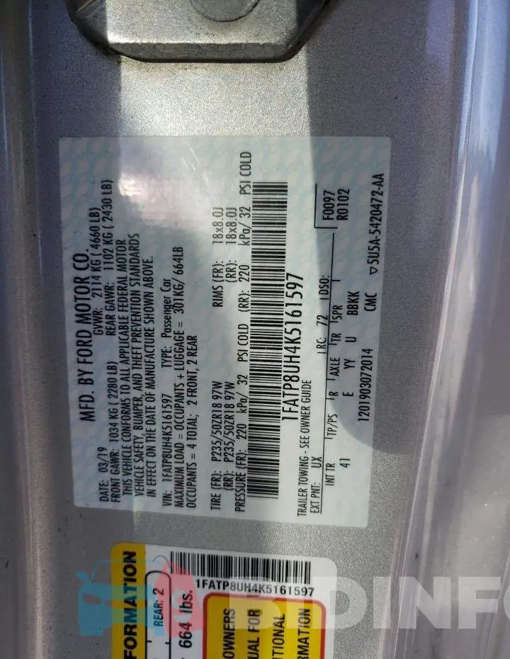 1FATP8UH4K5161597 Photo# 13