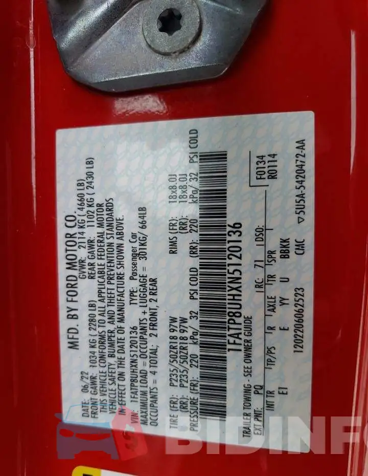 1FATP8UHXN5120136 Photo# 13