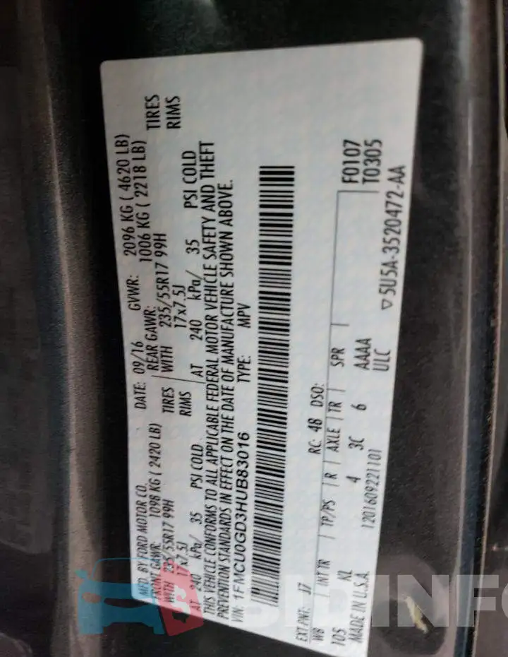 1FMCU0GD3HUB83016 Photo# 13