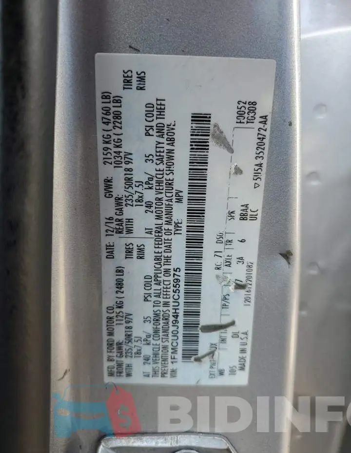 1FMCU0J94HUC55975 Photo# 13