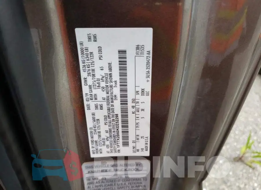 1FT7X2B60KEE52298 Photo# 12