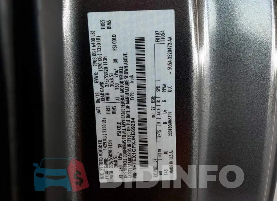 1FTEX1CPXJKE69294 Photo# 12