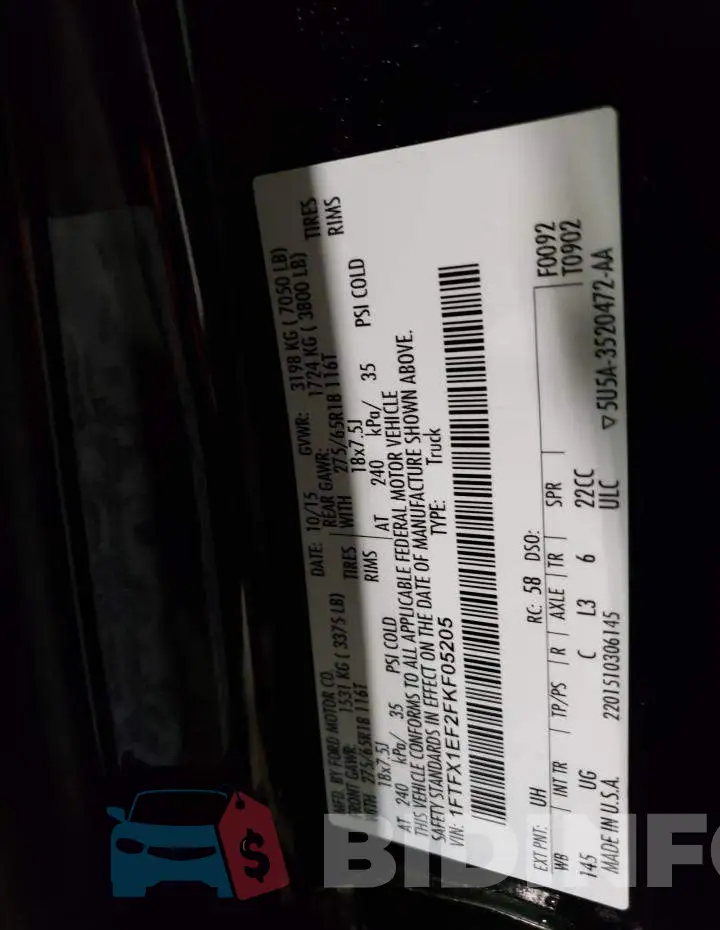 1FTFX1EF2FKF05205 Photo# 13