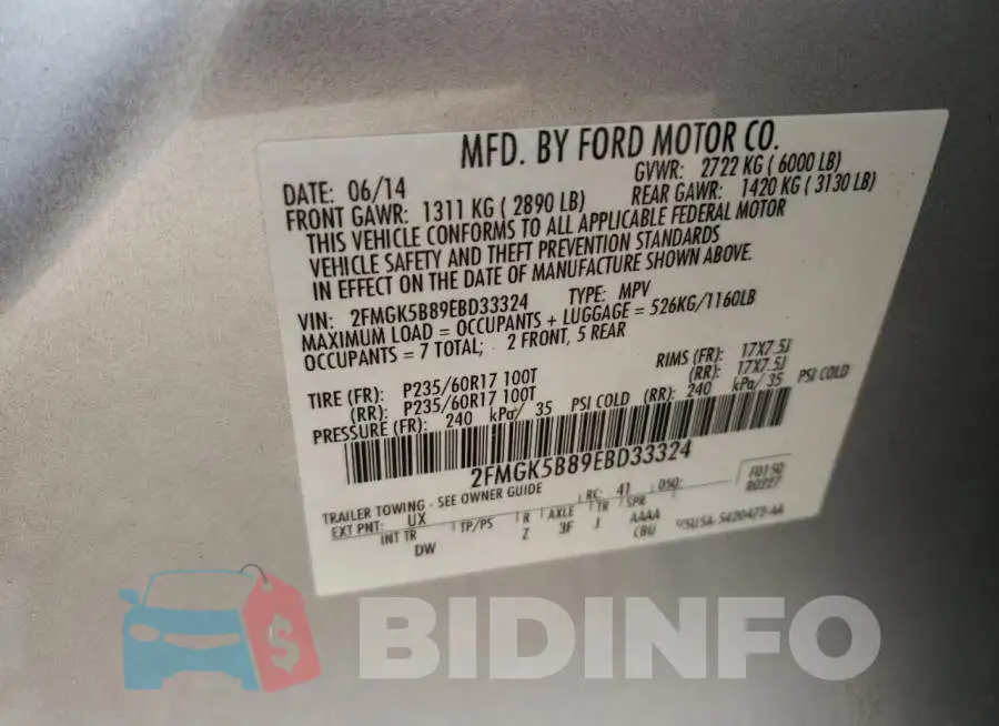2FMGK5B89EBD33324 Photo# 12