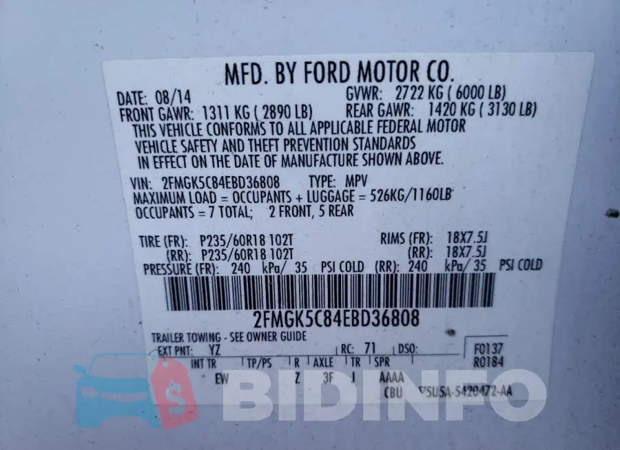 2FMGK5C84EBD36808 Photo# 13