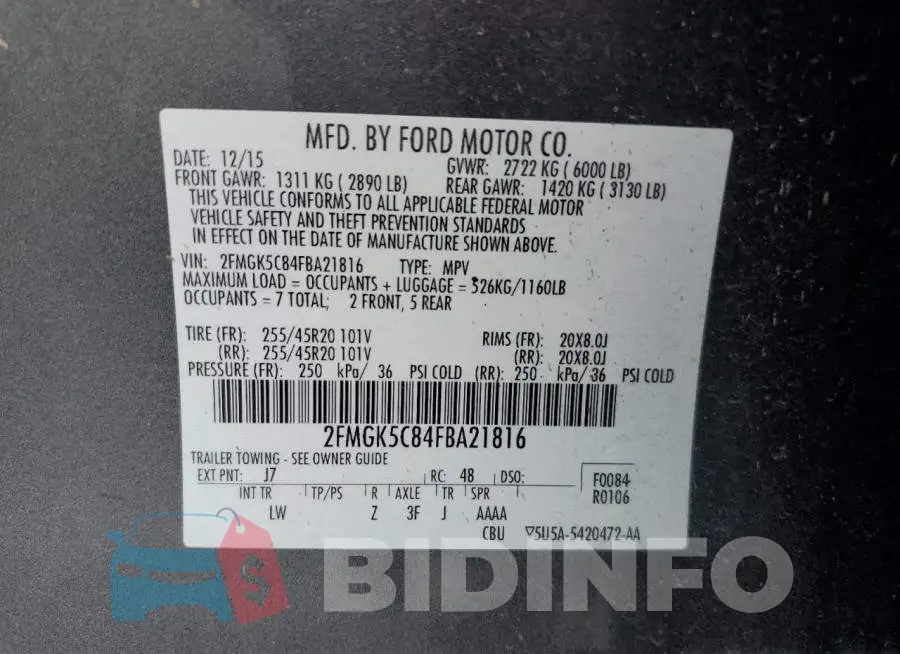 2FMGK5C84FBA21816 Photo# 13