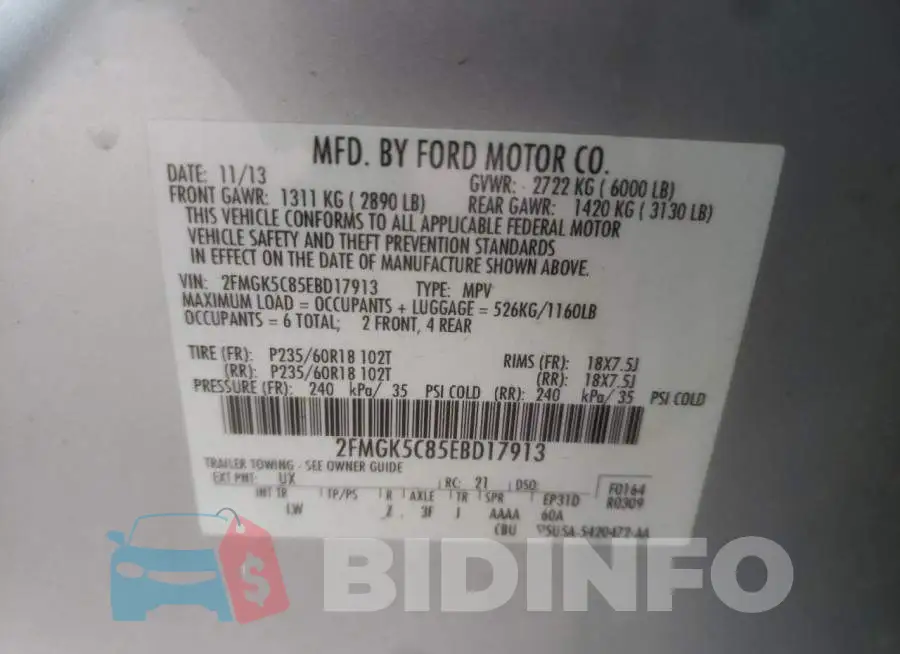 2FMGK5C85EBD17913 Photo# 13